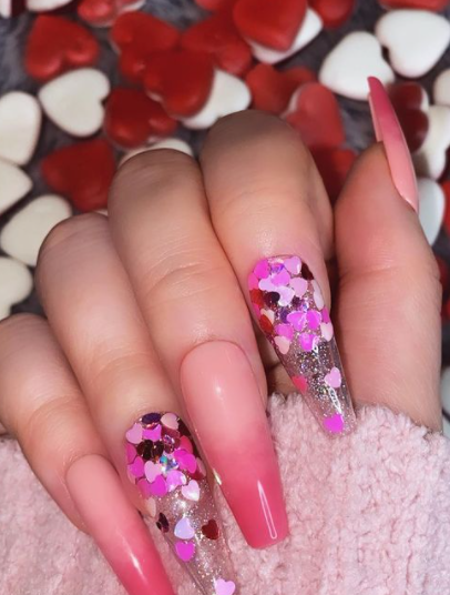 Sweetheart pink ombre nail
