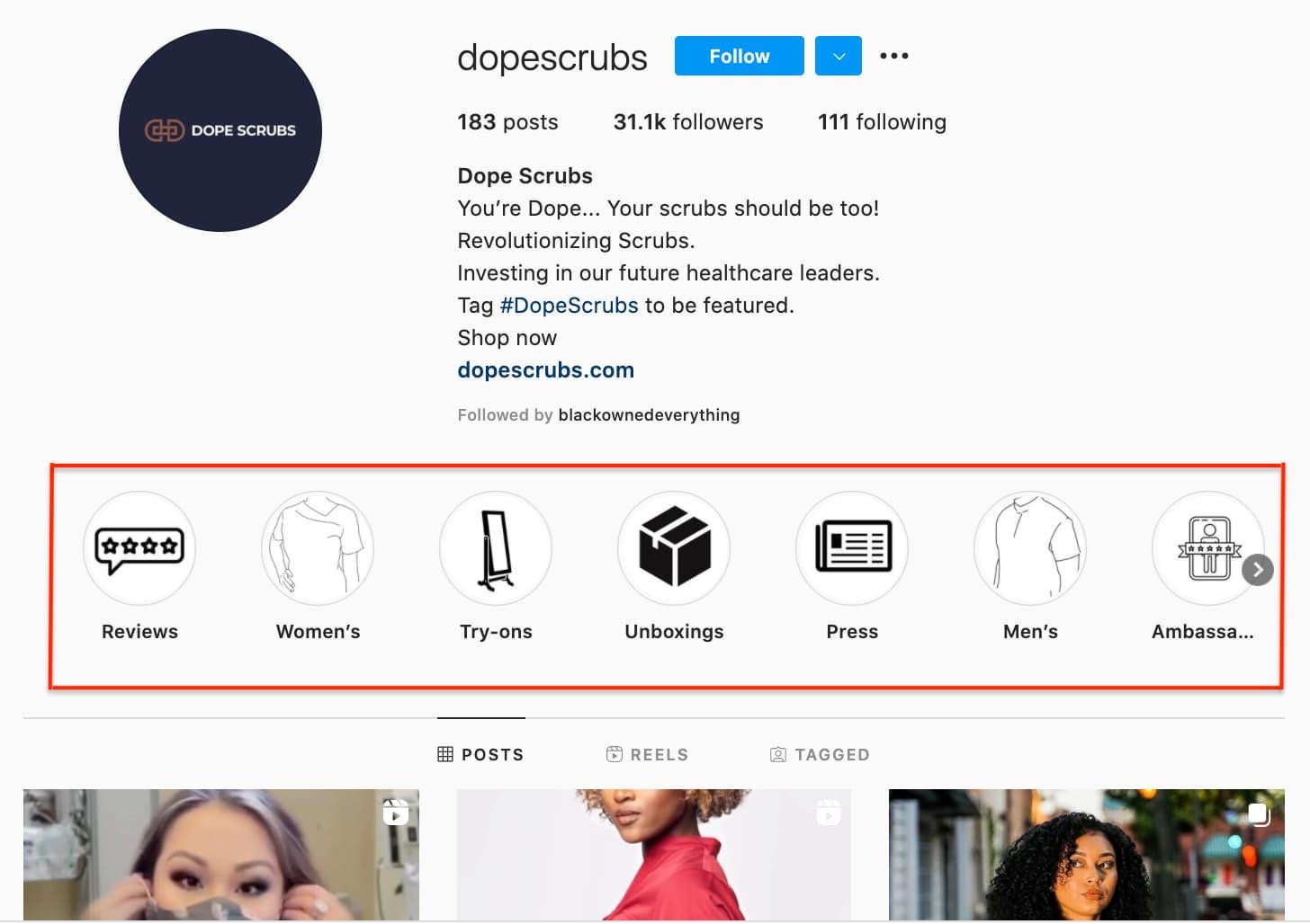 matorrales dope usando historias de instagram para ayudar a ganar más seguidores de instagram en historias destacadas