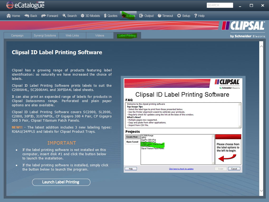 Clipsal ID Label Printing Software