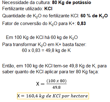 Cálculo de quantidade de fertilizante a ser aplicado