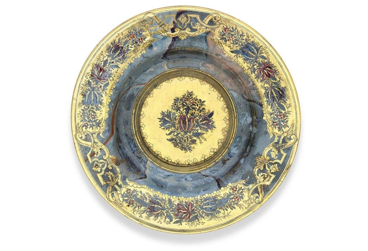 dresden gilded enameled glass plate