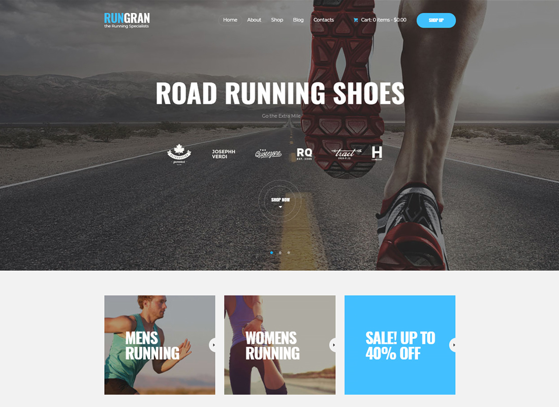Run Gran |  Tema de WordPress para tienda de ropa deportiva y equipo