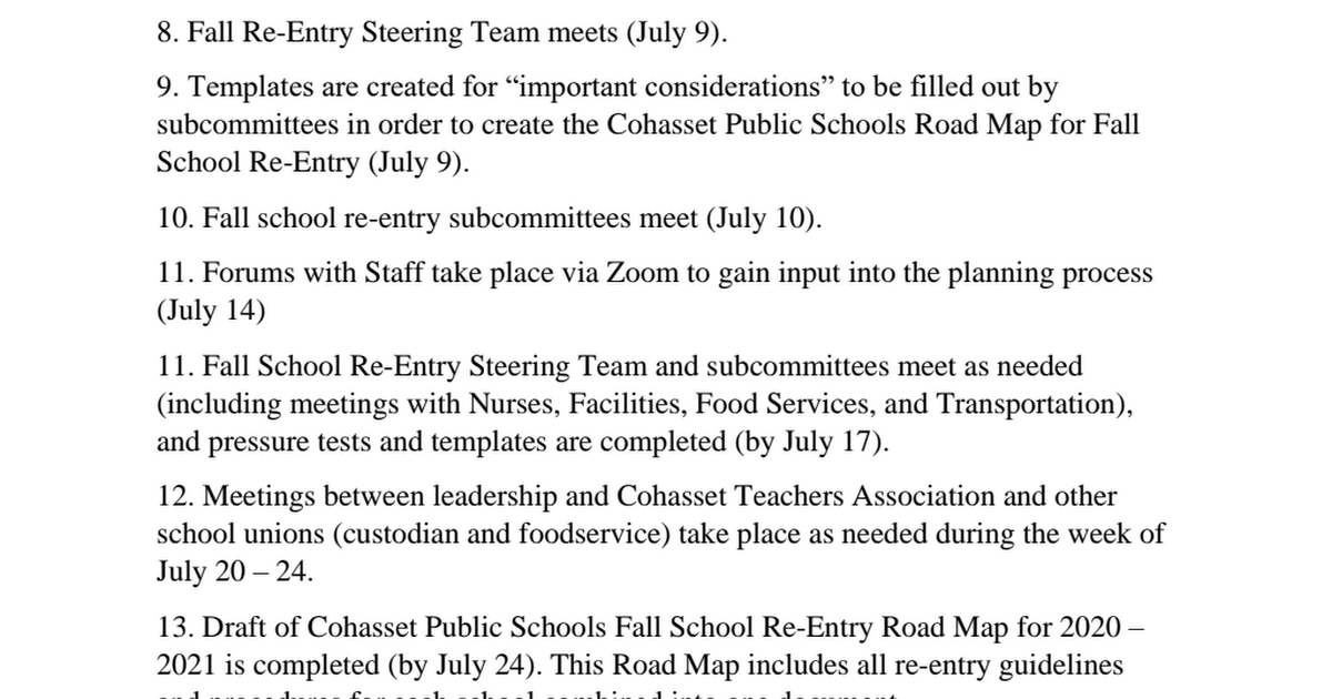 Cohasset Public Schools Fall School Re-Entry Timeline for 2020 - 2021.pdf