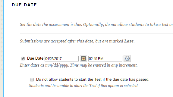 Test Due Date