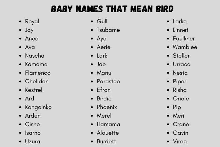 Baby Names That Mean Bird
