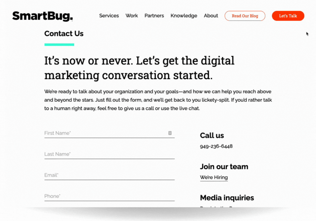 smartbug media optimized contact form for conversions