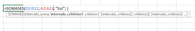 Adicionando Critérios de Soma no excel SOMASES 1