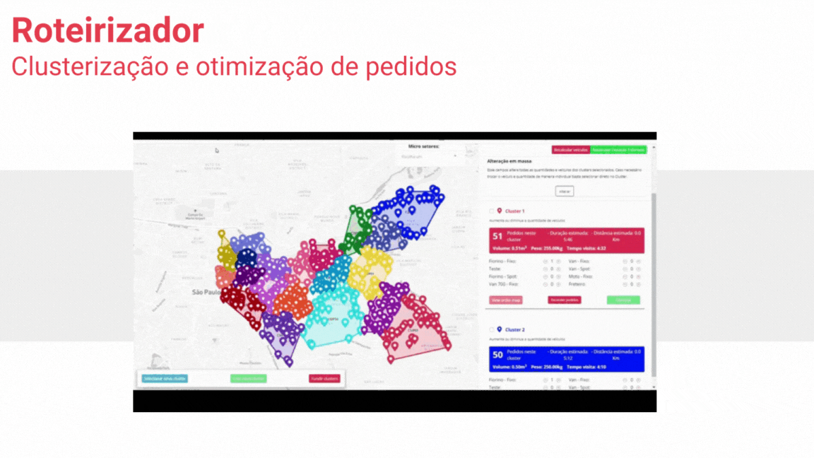 Mapa do roteirizador da plataforma Uello