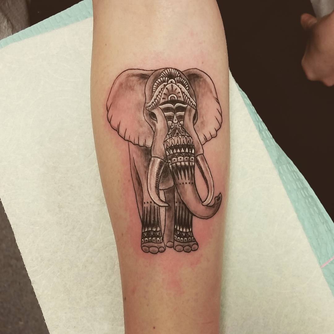 African Inked Forearm Elephant Tattoo