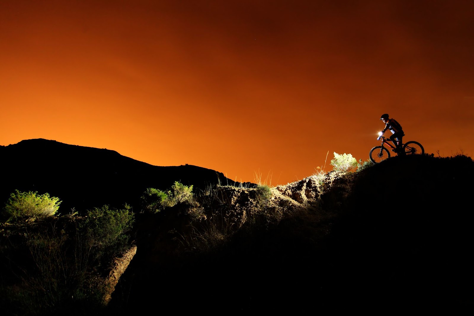 Mountain biking at night