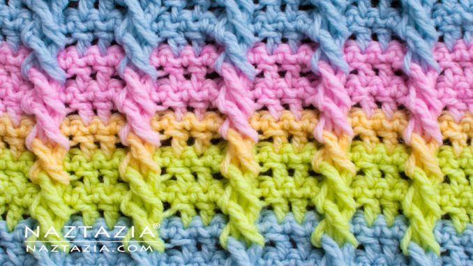 skinny cable columns swatch in bright colors