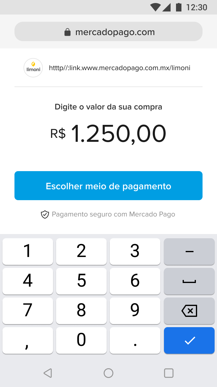 print da página de pagamento