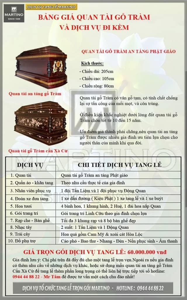 Bảng giá chi tiết cho dịch vụ tang lễ an táng