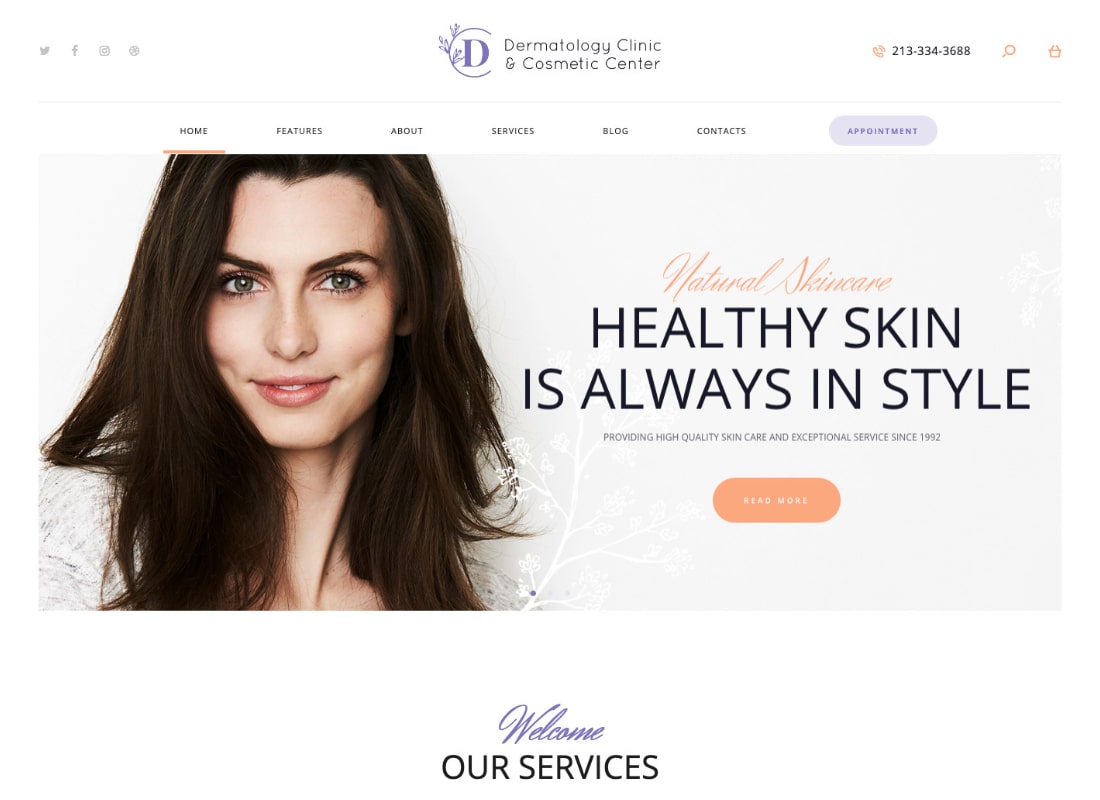 D&C |  Thème WordPress pour clinique de dermatologie et centre de cosmétologie