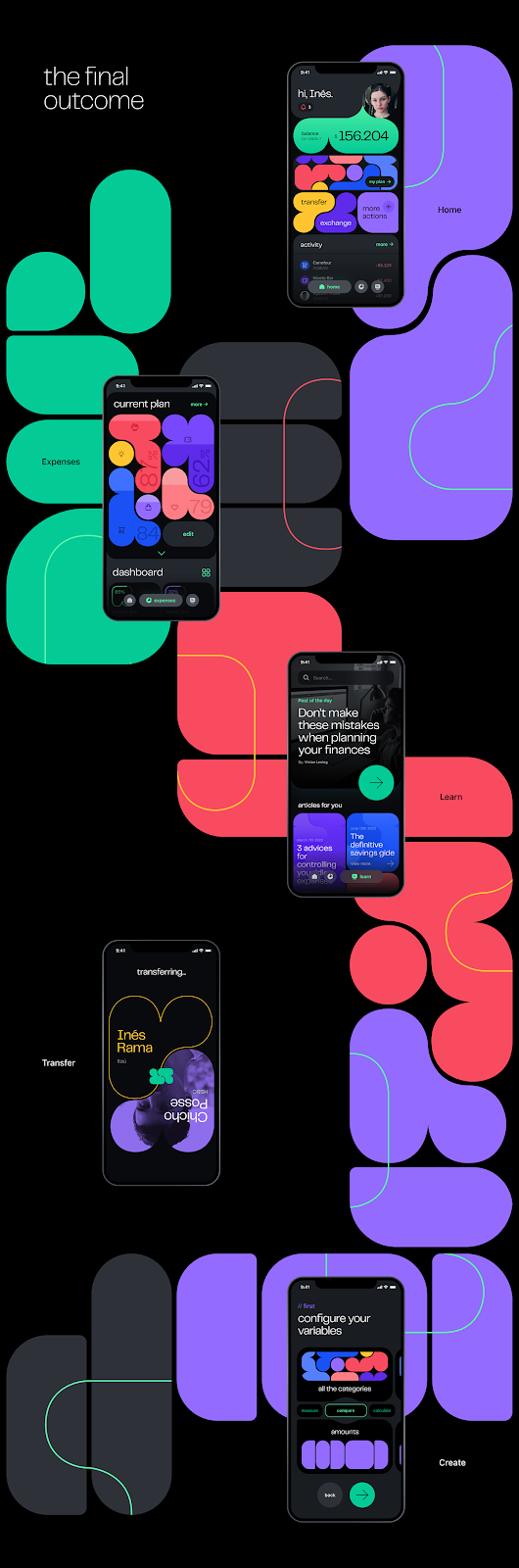 banking colorful dark mode Figma Mobile app modular product design  ui design UI/UX design user interface