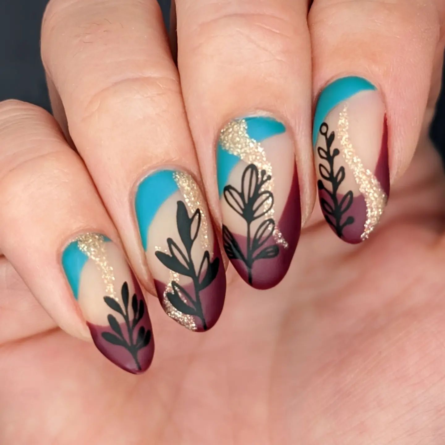 Abstract Matte Fall Nail Design