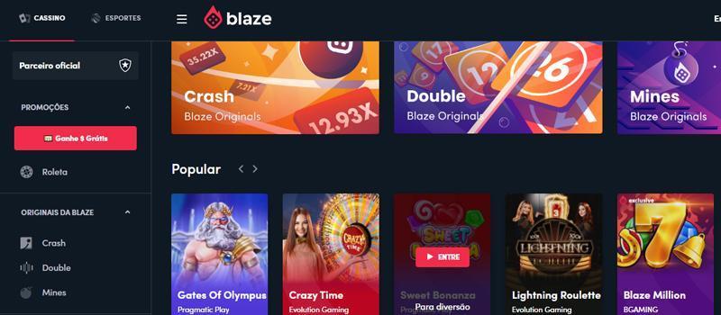 Blaze cassino interface