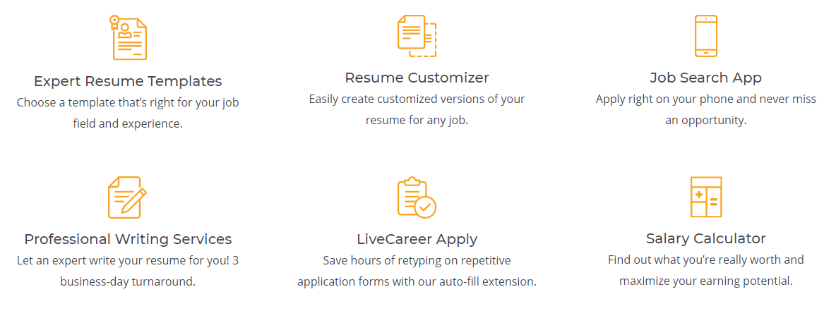 Live Career Resume Builder features