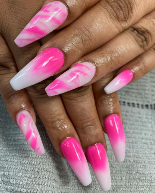 Pink Waves pink ombre nails