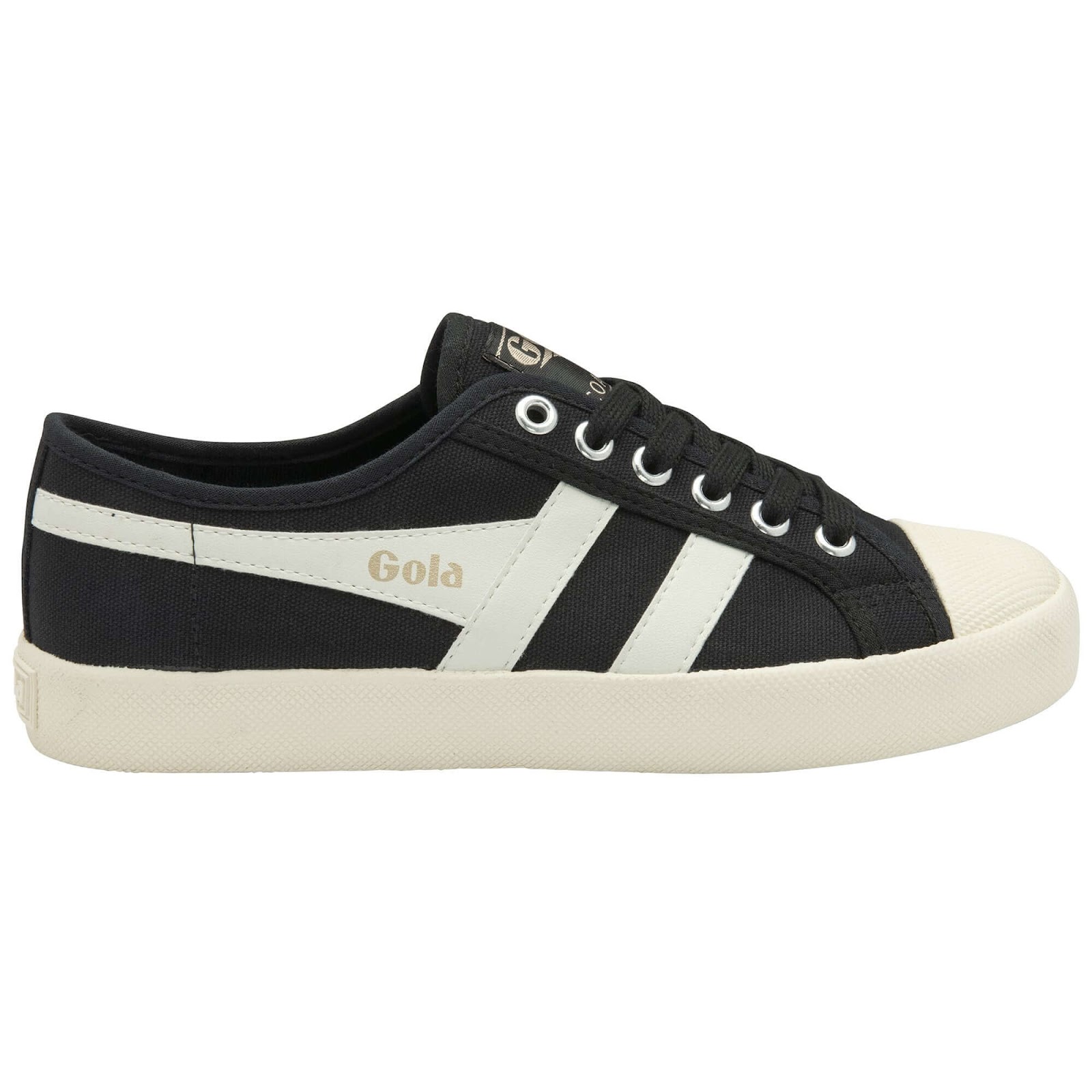 Women's black Gola trainers with white details