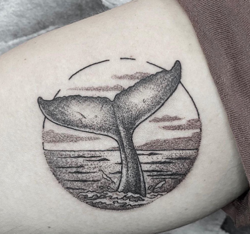 Whale Tail Unique Circular Tattoo Designs