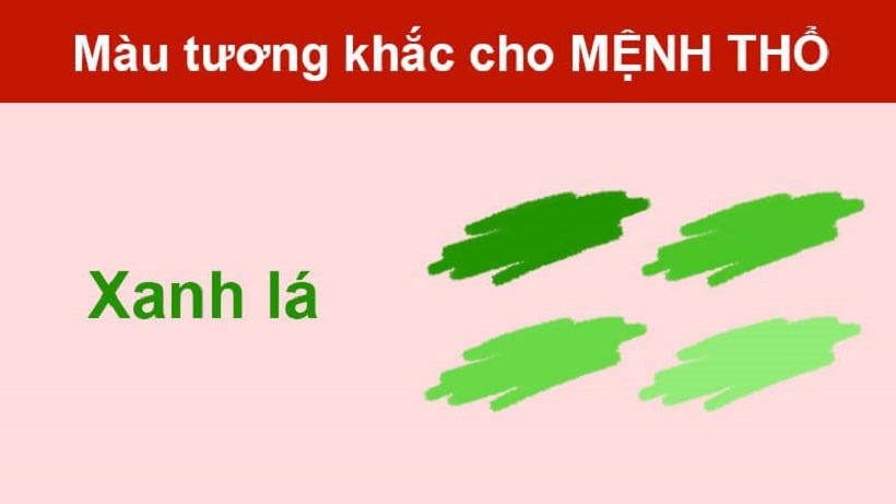 Xanh lá - màu của hành Mộc tương khắc với hành Thổ