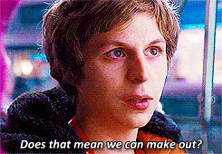 Gif of Michael Cera saying "Does that mean we can make out?"