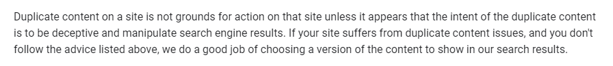 google on duplicate content 