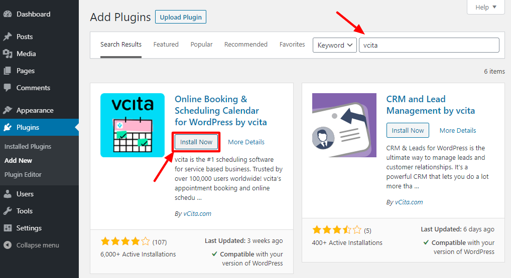 instalando o plugin vcita wordpress