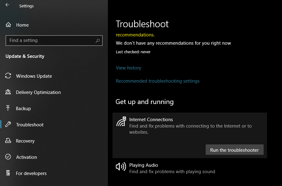 Troubleshoot Internet Connections