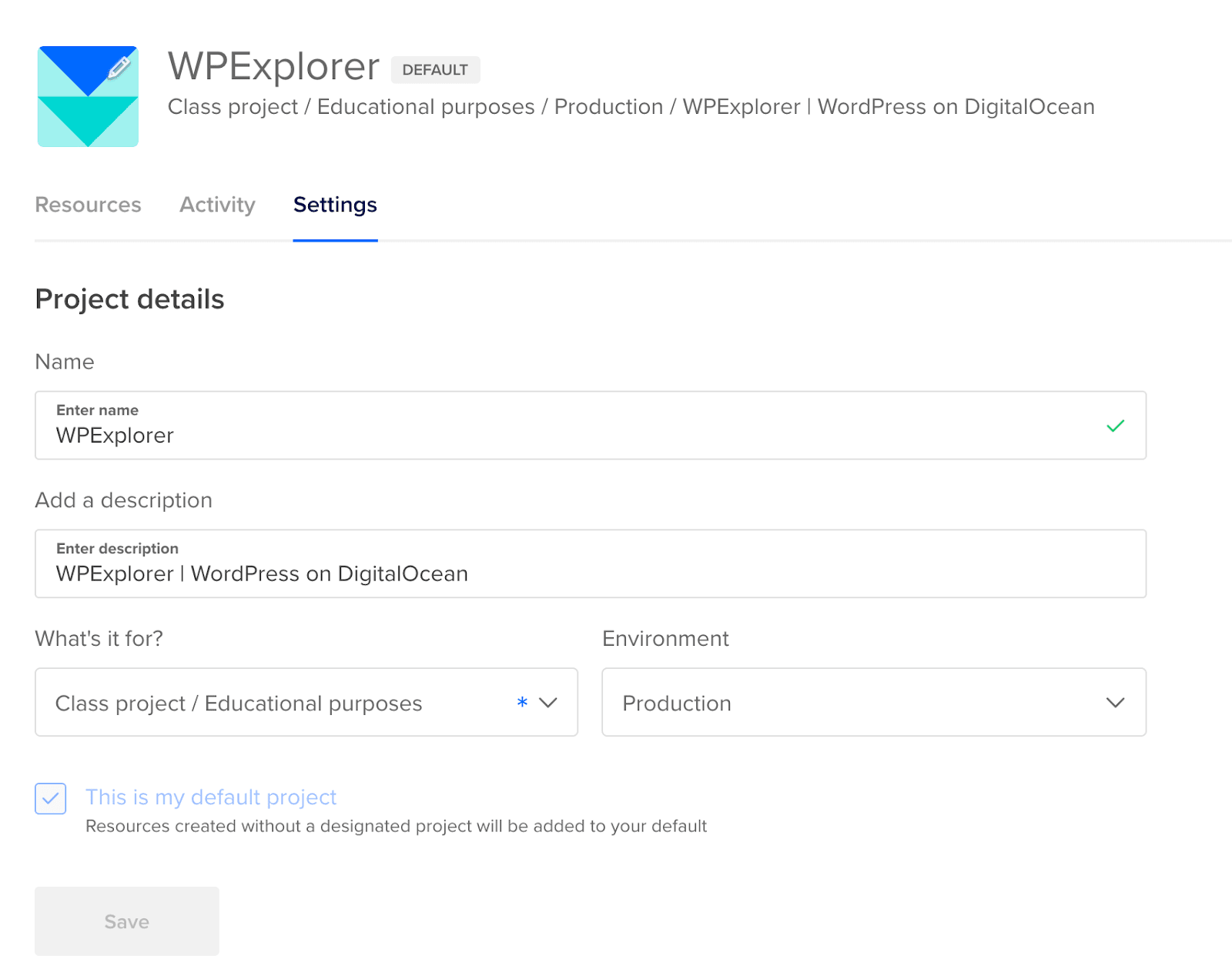 criando um projeto no digitalocean