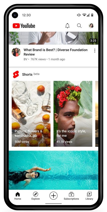 Youtube shorts on app