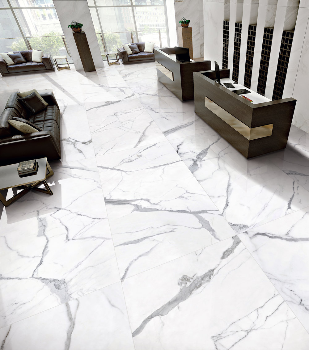 Carrara marble tiles for office