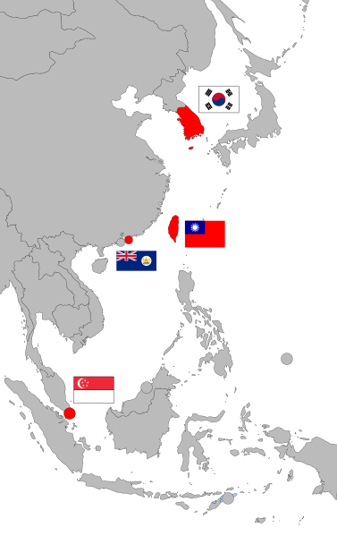 mapa dos Tigres Asiáticos