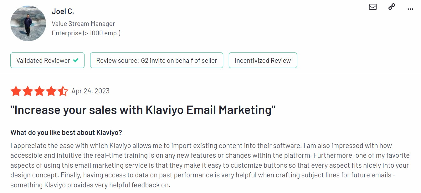 customer review Klaviyo