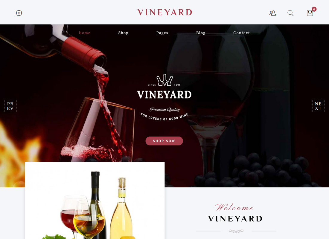 Vineyard - Tema WordPress adaptable para WooCommerce para tienda de vinos
