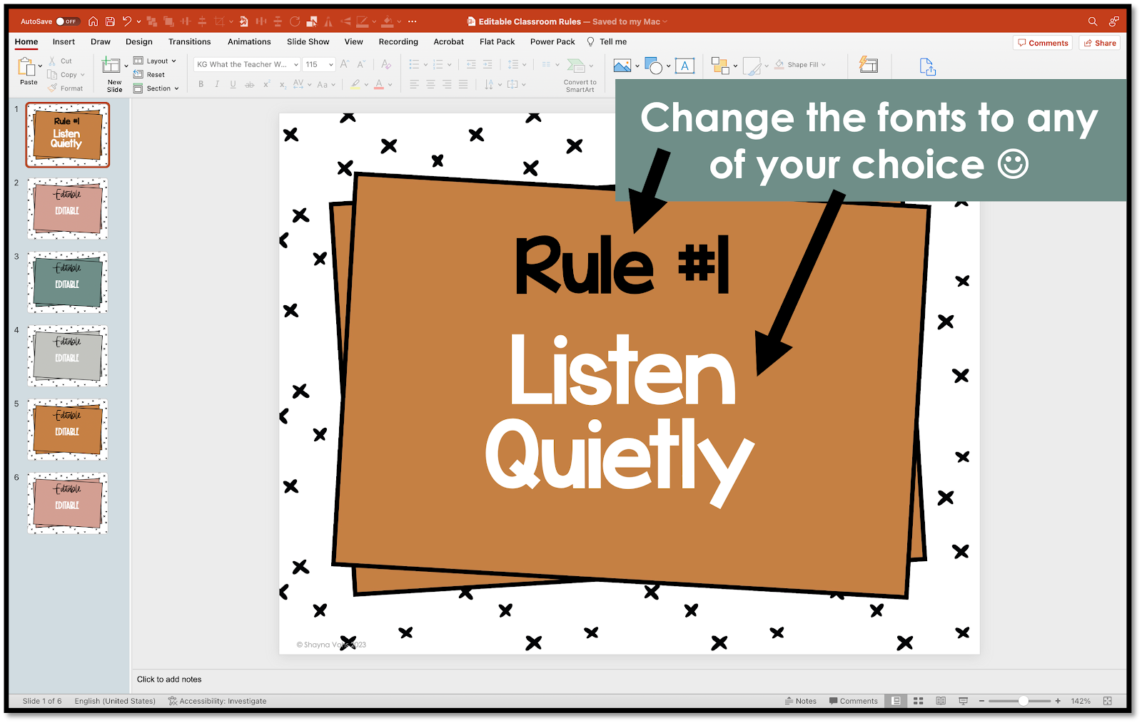 This image shows neutral colored editable classroom rules posters for teachers to customize in Powerpoint.