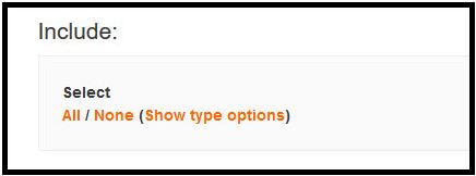 Selection options screenshot