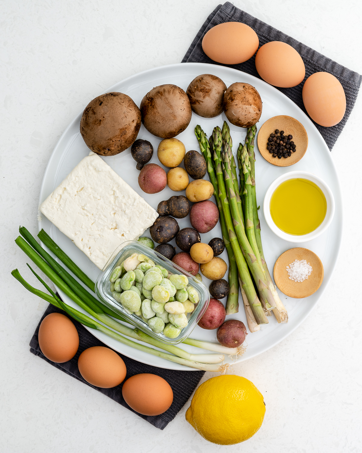 ingredients to make asparagus potato brunch casserole