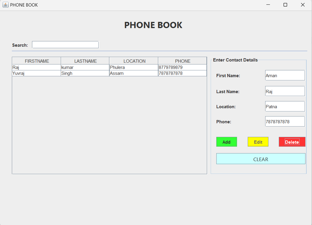 Phone Book In Java - CopyAssignment