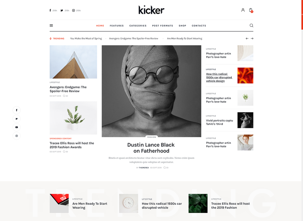 Kicker |  Blog multipropósito Revista Tema WordPress + Gutenberg