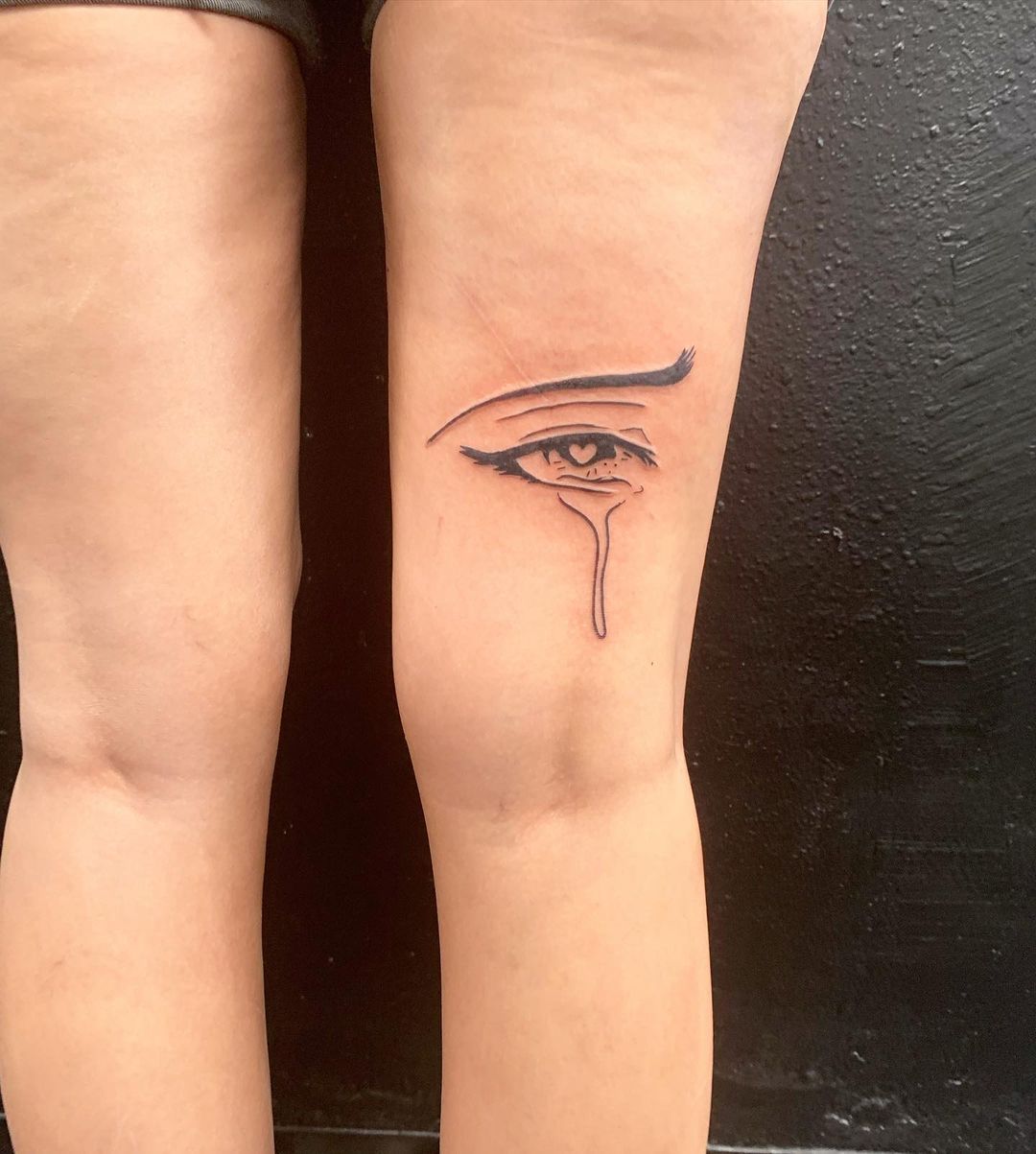 Tears Falling One-Eyed Tattoo