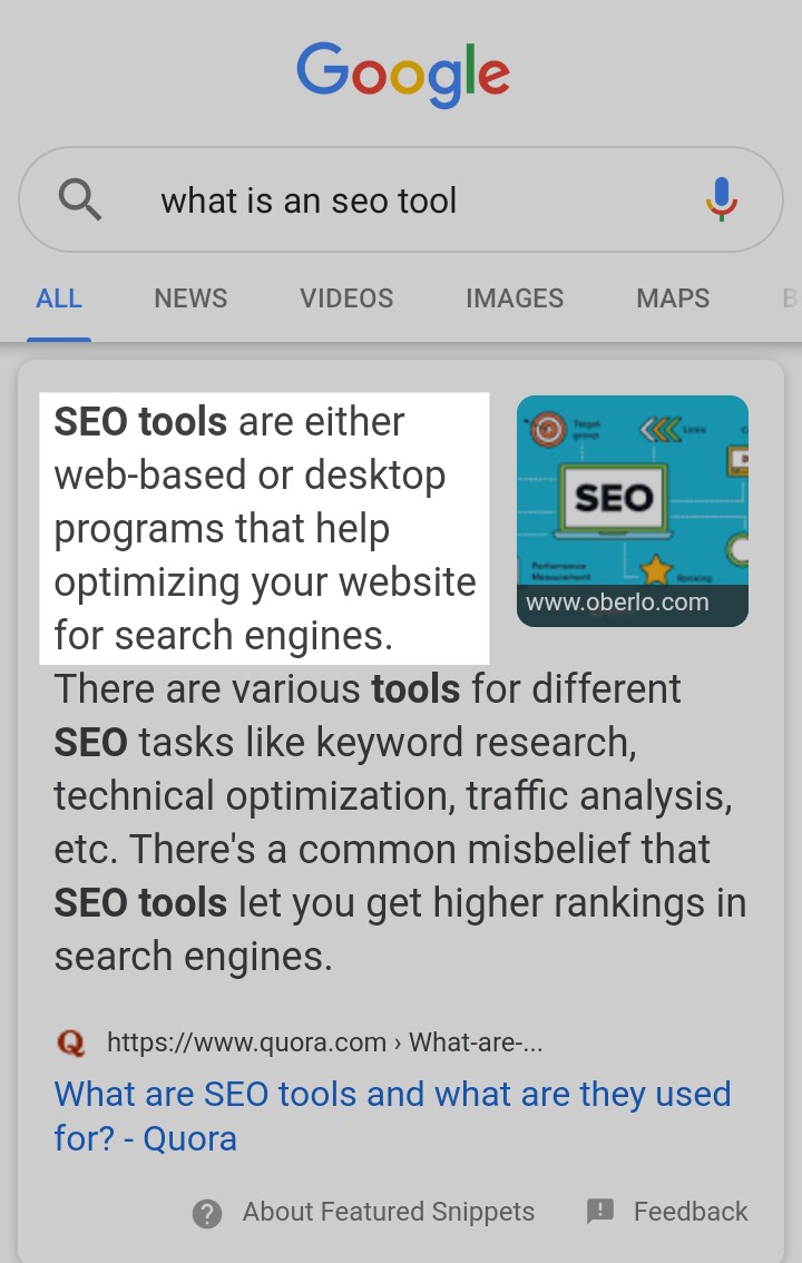 definition featured snippets