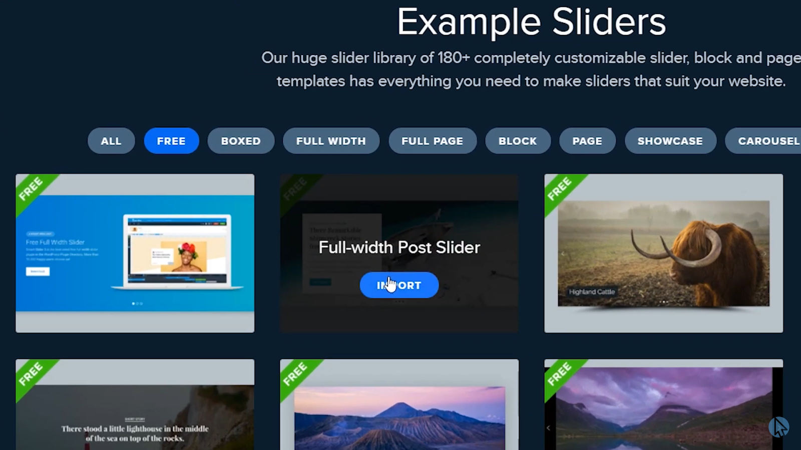 Import homepage slider