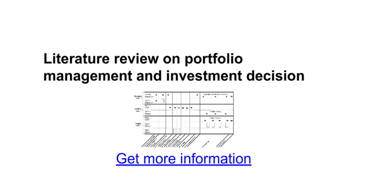 literature review investment portfolio management