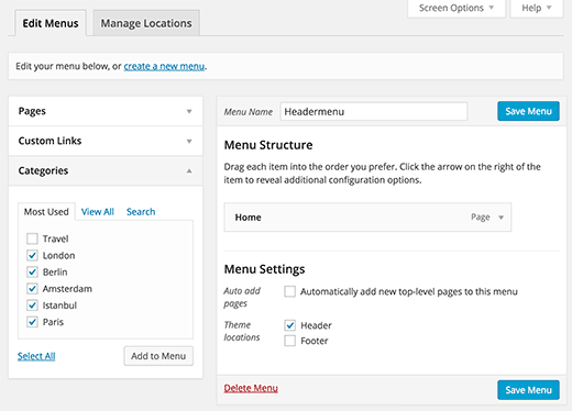 Adicionando categorias como tópicos ao menu do seu site
