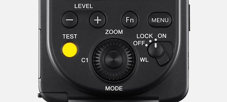 Close-up image of the product buttons, realizing fast, intuitive direct light level controls