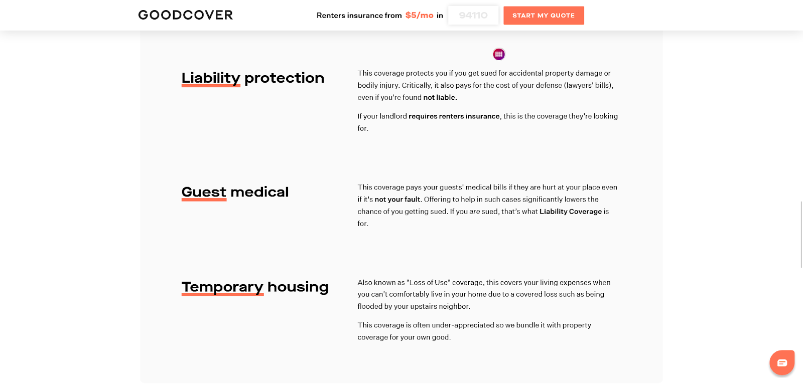 Image of Goodcover’s Liability Protection, Guest Medical, and Temporary Housing Benefits.