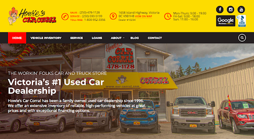 Howie's Car Corral website as an example of good User  Experience.