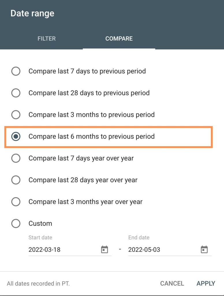 How to check and compare stats in search console